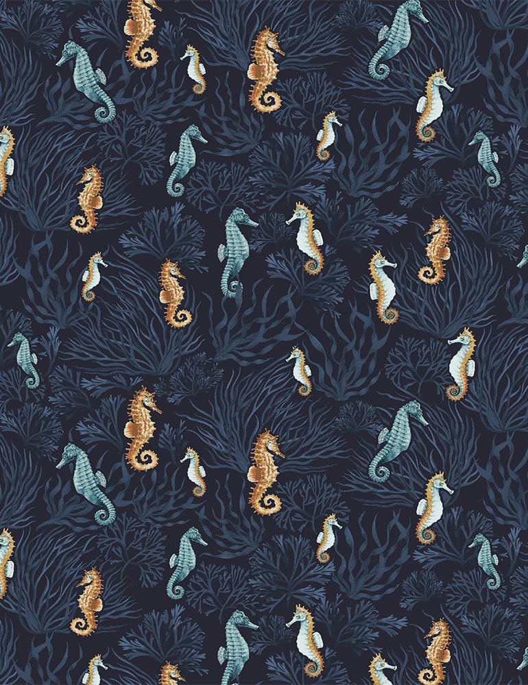 Sofishticated in Marlin 1803 Dear Stella, Quilt Fabric, Cotton Fabric, Beach Decor, Seahorse Fabric, Quilting Fabric, Fabric By The Yard