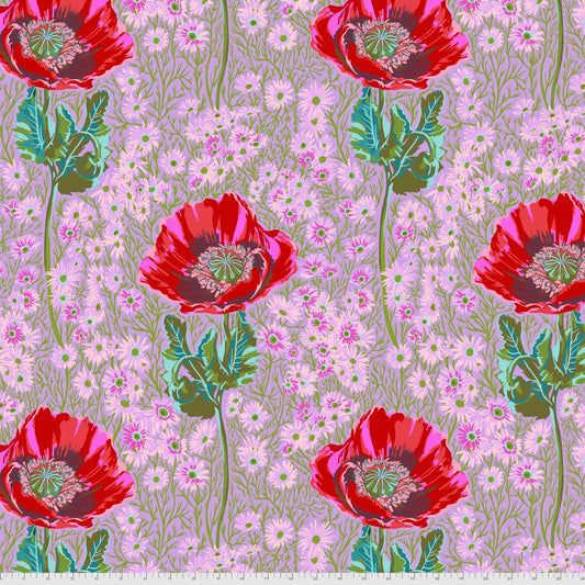 Anna Maria Horner BRIGHT EYES Bossy in Heather PWAH150, Quilt Fabric, Cotton Fabric, Large Scale Print, Poppy Fabric, Fabric By The Yard
