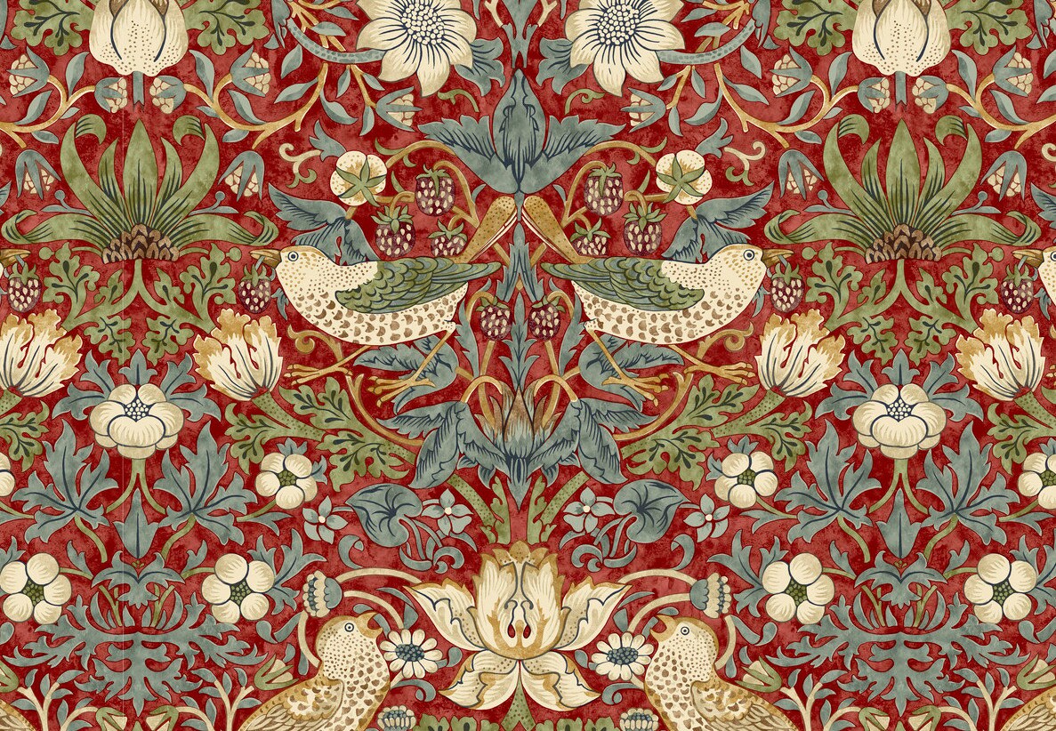 William Morris KELMSCOTT Strawberry Thief Red PWWM001, Free Spirit Fabrics, The Original Morris & Co, Quilt Fabric, Fabric By The Yard