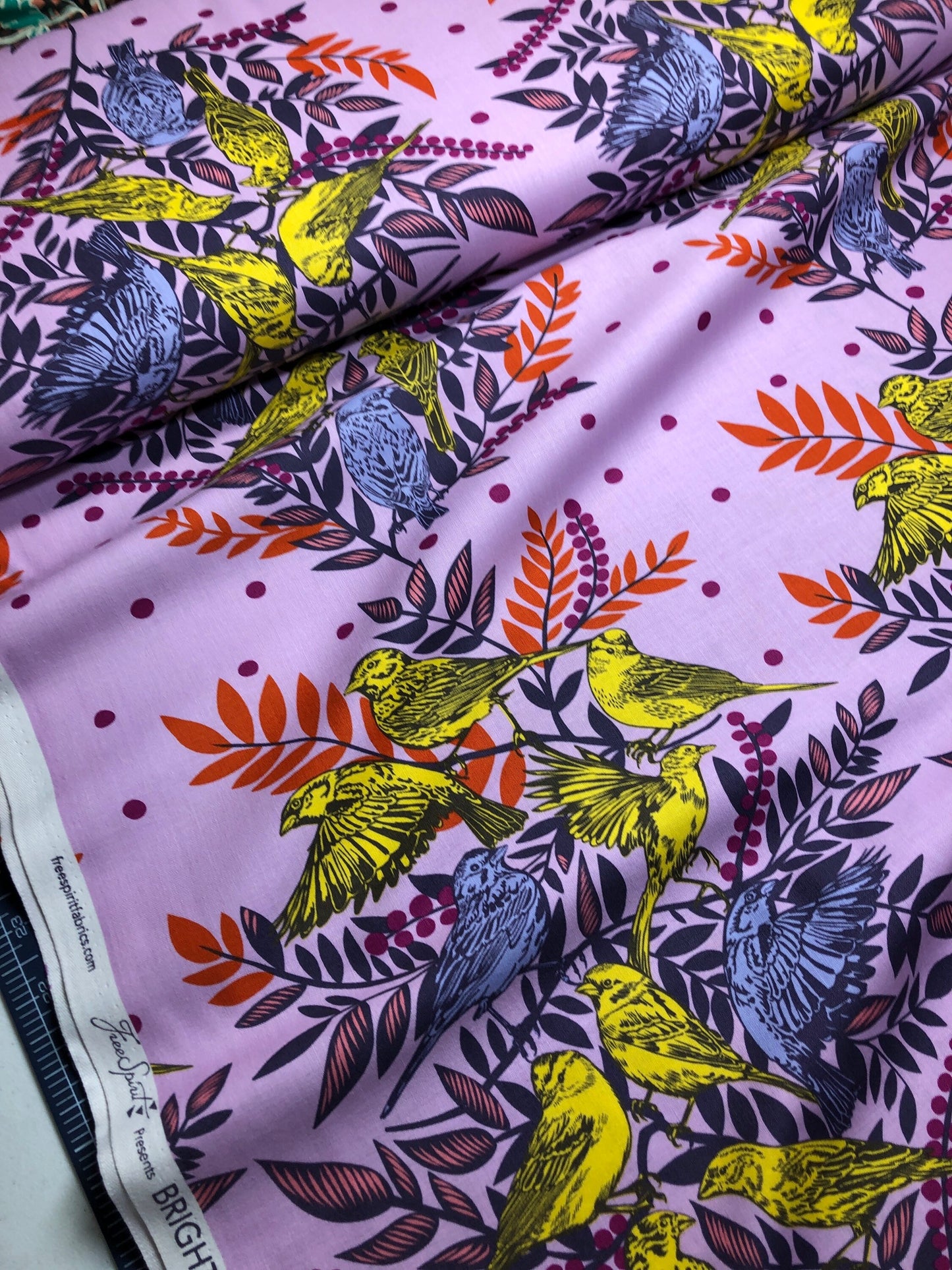 Anna Maria Horner BRIGHT EYES Visitation Lilac PWAH161, Quilt Fabric, Cotton Fabric, Floral Fabric, Bird Floral, Fabric By The Yard