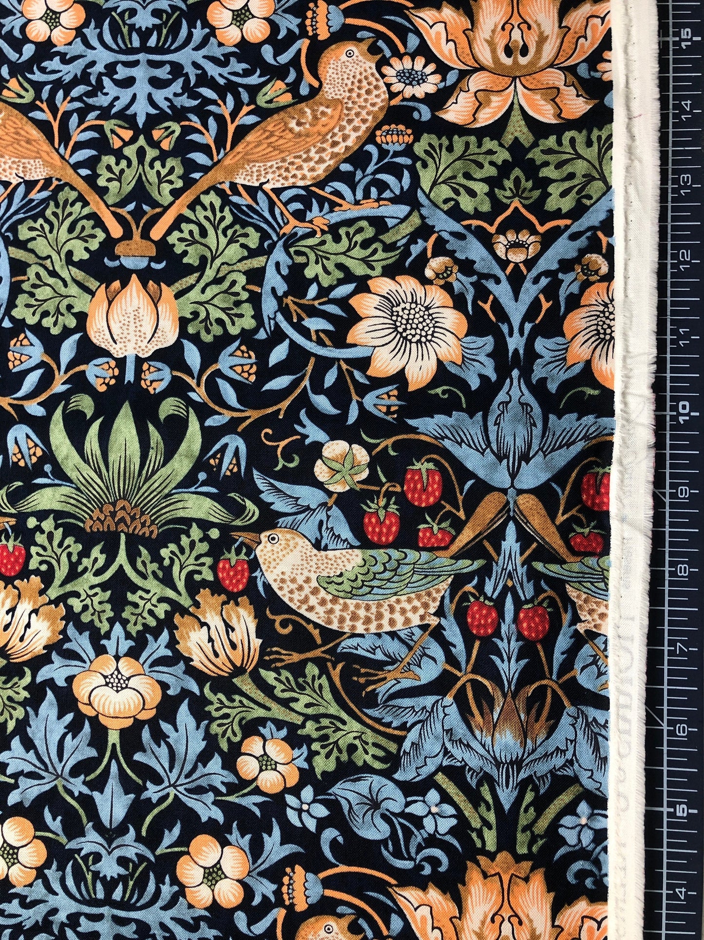 William Morris KELMSCOTT Strawberry Thief Navy PWWM001, Free Spirit Fabrics, The Original Morris & Co, Quilt Fabric, Fabric By The Yard