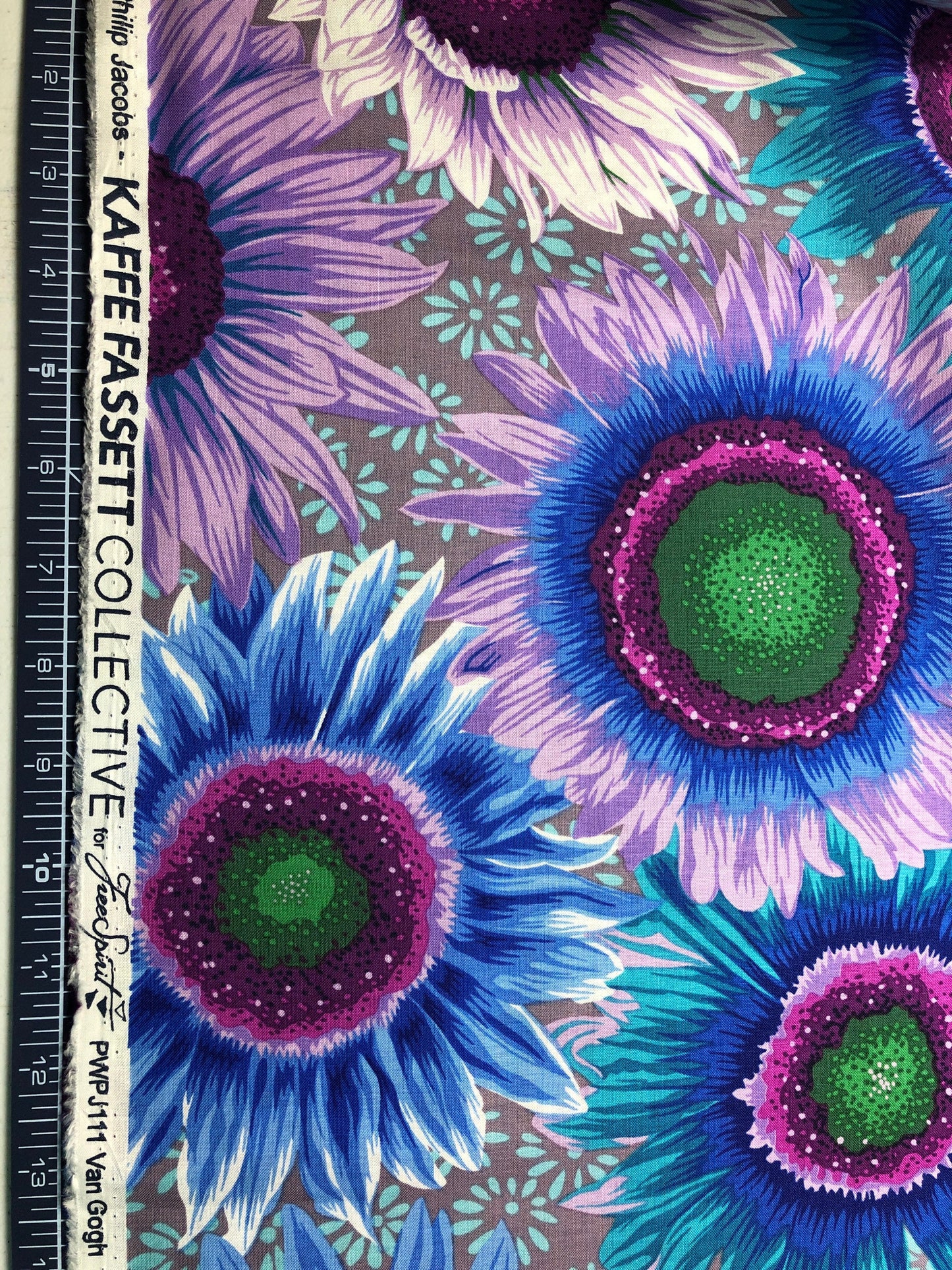 Kaffe Van Gogh Blue PWPJ111, Kaffe Fassett, Philip Jacobs, Quilt Fabric, Cotton Fabric, Quilting Fabric, Floral Fabric, Fabric By The Yard