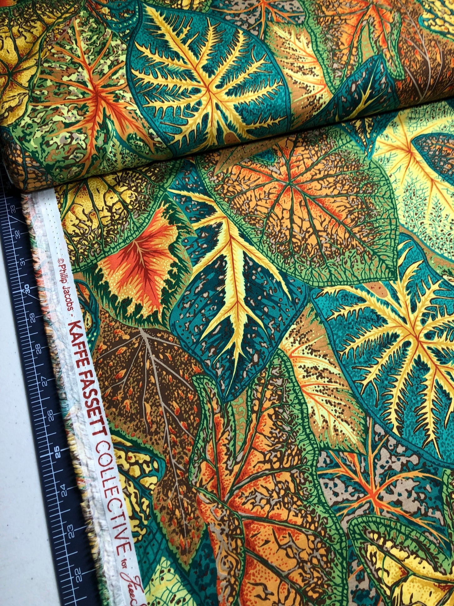 Caladiums Gold PWPJ108 Kaffe Fassett, Philip Jacobs, Quilt Fabric, Cotton Fabric, Quilting Fabric, Leaf Fabric, Woodland, Fabric By The Yard