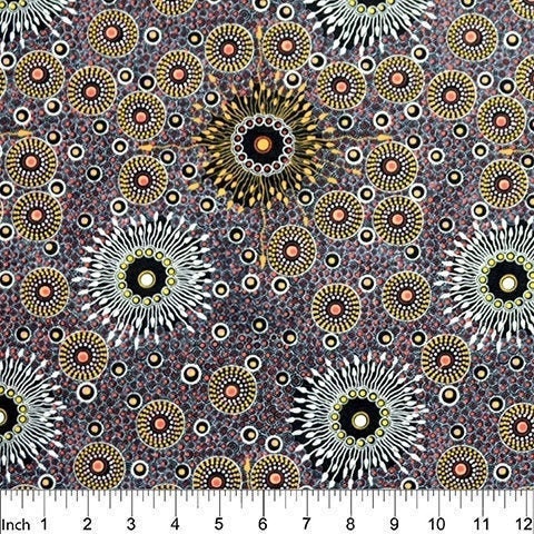 Onion Dreaming Purple, Doris Inkamala, Australian Fabric, Aboriginal Fabric, Ethnic Fabric, Quilt Fabric, Cotton Fabric, Fabric By The Yard