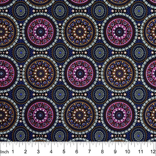 Bush Berry Blue, Australian Fabric, Aboriginal Fabric, Marlene Doolan, Quilt Fabric, Australia, Cotton Fabric, Quilting, Fabric By The Yard