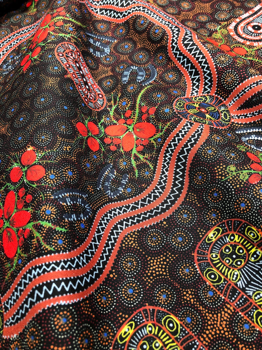 Bush Food Red, Australian Fabric, Quilt Fabric, Cotton Fabric, Aboriginal Fabric, Quilting Fabric, Fiber Art, Australia, Fabric By The Yard
