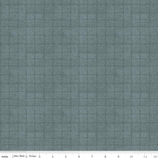 Woolen Flannel Grid Slate F10643, Riley Blake Cotton Flannel, Quilt Fabric, Gray Flannel, Grey Flannel, Fabric By The Yard