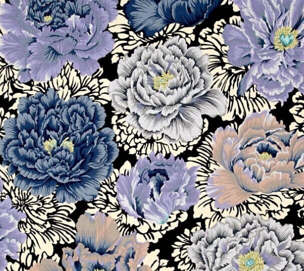 Brocade Peony - Grey