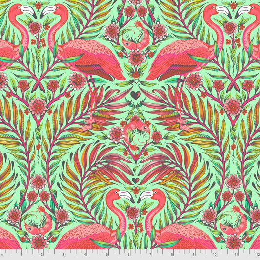 Tula Pink DAYDREAMER Pretty in Mango PWTP169, Flamingo Fabric, Free Spirit, Quilt Fabric, Cotton Fabric, Quilting Fabric, Fabric By The Yard