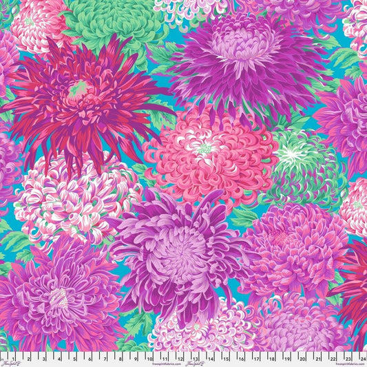 Kaffe Fassett JAPANESE CHRYSANTHEMUM Magenta PWPJ041, Philip Jacobs, Floral Fabric, Quilt Fabric, Cotton Fabric, Fabric By The Yard