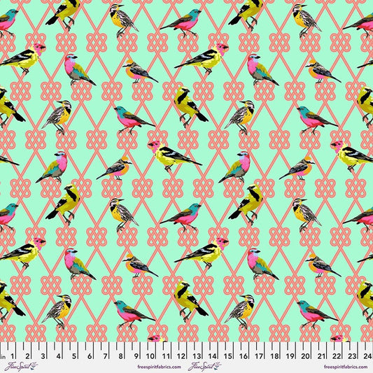 In a Finch Dawn PWTP198 MOON GARDEN Tula Pink, Quilt Fabric, Cotton Fabric, Quilting Fabric, Bird Fabric, Fabric By The Yard