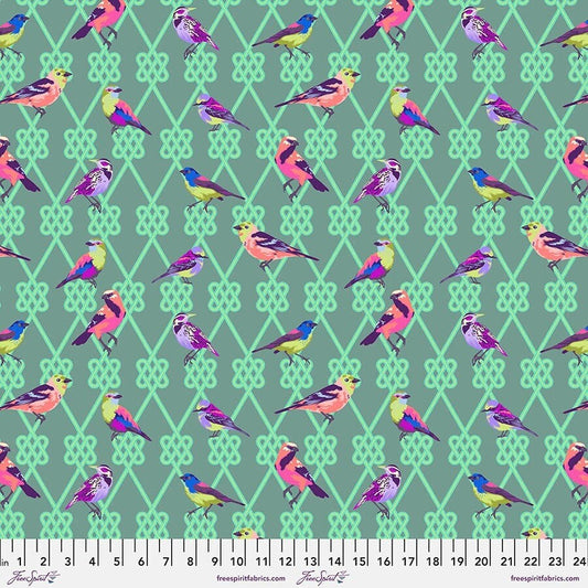 In a Finch Dusk PWTP198 MOON GARDEN Tula Pink, Quilt Fabric, Cotton Fabric, Quilting Fabric, Bird Fabric, Fabric By The Yard