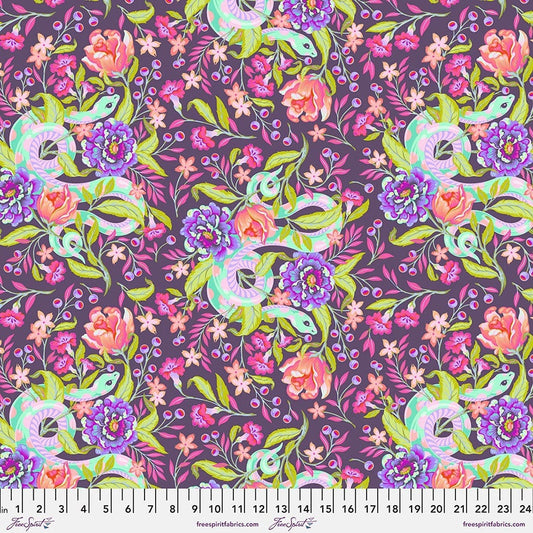 Hissy Fit Dusk PWTP196 MOON GARDEN Tula Pink, Quilt Fabric, Cotton Fabric, Quilting Fabric, Snake Fabric, Fabric By The Yard