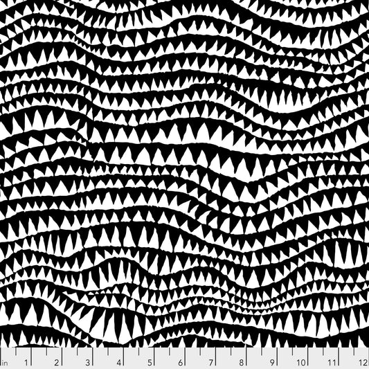 SHARKS TEETH PWBM060, Kaffe Fassett, Brandon Mably, Quilt Fabric, Cotton Fabric, Quilting Fabric, Black and White, Fabric By The Yard