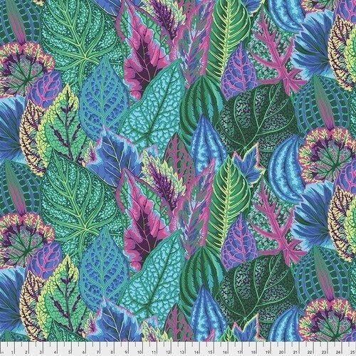 Kaffe Coleus Turquoise PWPJ030, Kaffe Fassett Fabric, Philip Jacobs, Blue Fabric, Quilt Fabric, Quilting Fabric, Cotton Fabric By The Yard