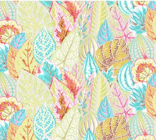 Kaffe Coleus Grey PWPJ030, Kaffe Fassett Fabric, Philip Jacobs, Leaves Fabric, Quilt Fabric, Quilting Fabric, Cotton Fabric By The Yard