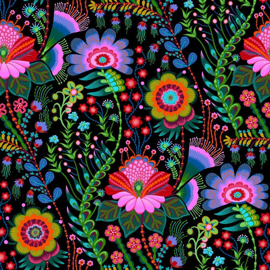 Anna Maria Horner, BRAVE, Sunseekers, Night, Floral Fabric, Cotton Fabric, Quilt Fabric, Quilting, Fabric By the Yard