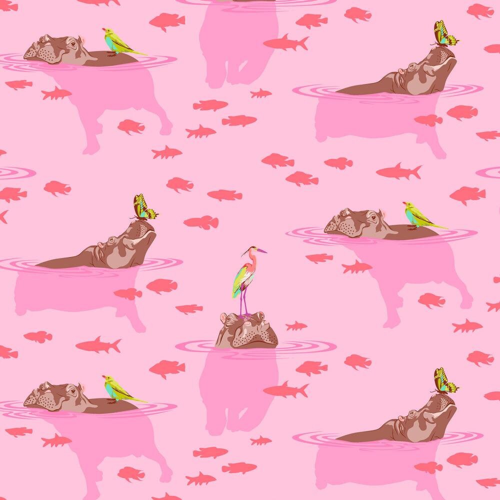 Tula Pink, EVERGLOW - My Hippos Don't Lie, PWTP204-Nova, Free Spirit, Quilt Fabric, Quilting Fabric, Cotton Fabric, Fabric By The Yard