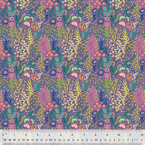 SEAWEED FLORAL Atlantis-Amethyst, Windham Fabrics, Quilt Fabric, Beach Decor, Floral Fabric, Quilting Cotton, Fabric By The Yard