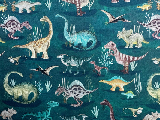 A Moment in Time, Teal, Age of the Dinosaurs, Windham Fabrics, Quilt Fabric, Cotton Fabric, Quilting, Dinosaur Fabric, Fabric By The Yard