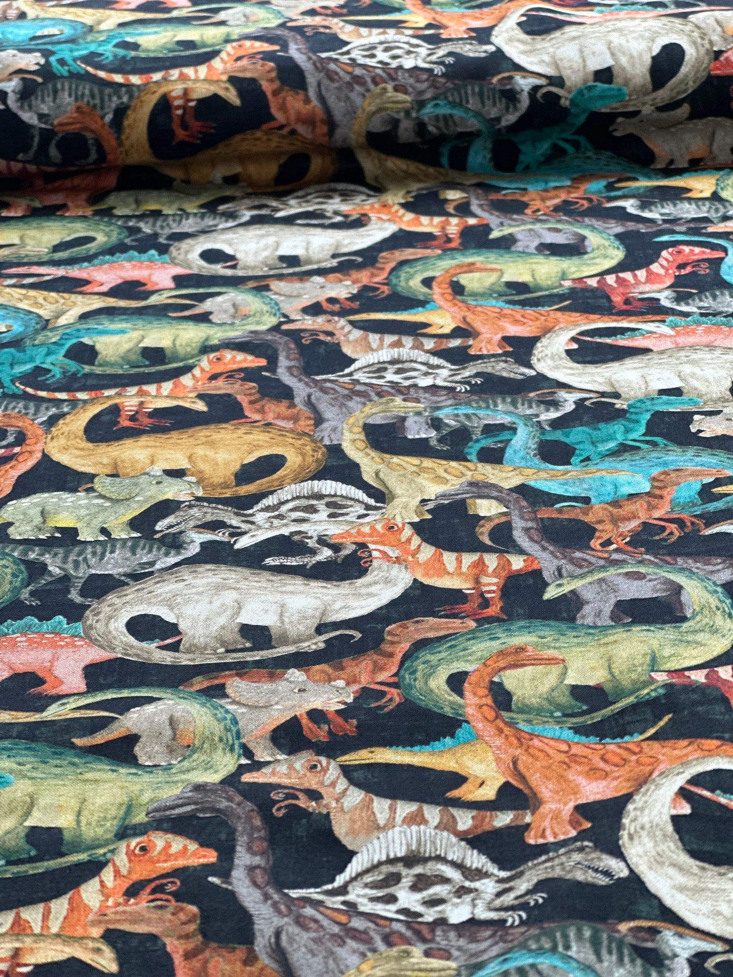 EVENING COMMUTE, Age of the Dinosaurs, Black, Windham Fabrics, Quilt Fabric, Cotton Fabric, Quilting, Dinosaur Fabric, Fabric By The Yard