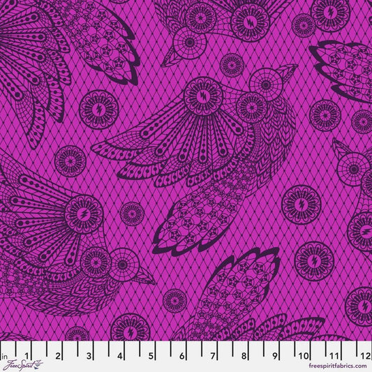 Tula Pink NIGHTSHADE Raven Lace Oleander-PWTP207.Oleander Free Spirit Fabrics, Quilt Fabric, Cotton Fabric, Goth Fabric, Fabric By The Yard