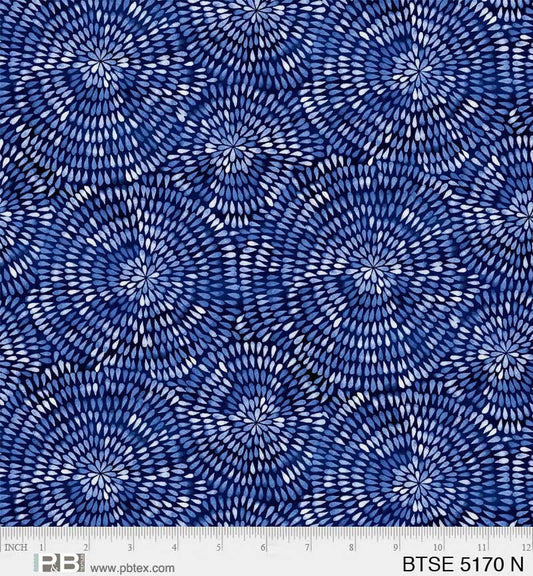P&B Textiles, By the Sea by Maria Over, BTSE5170N Radiating Droplets Navy, Quilt Fabric, Beach Decor, Nautical Fabric, Fabric By The Yard