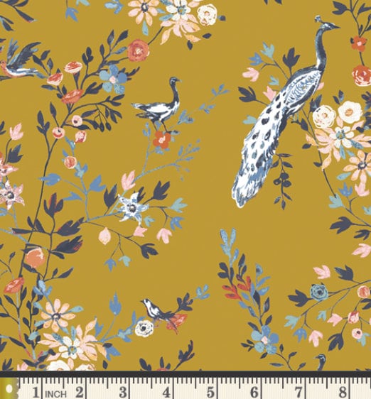 Afreschi Uffizi Oro, FLR33502, Katarina Roccella, FLORENCE, Art Gallery Fabrics, Quilting, Cotton Fabric, Peacock Fabric, Fabric By the Yard