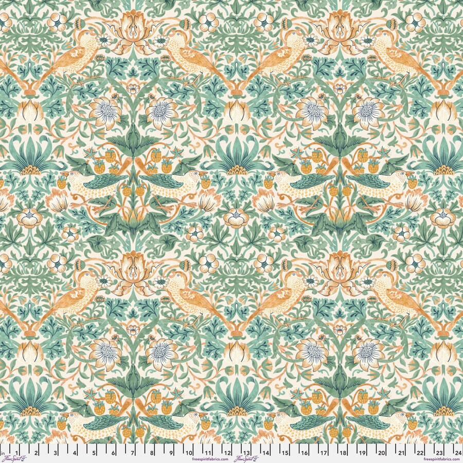 William Morris BUTTERMERE, Strawberry Thief-Mint, PWWM001, Free Spirit Fabrics, The Original Morris & Co, Quilt Fabric, Fabric By The Yard