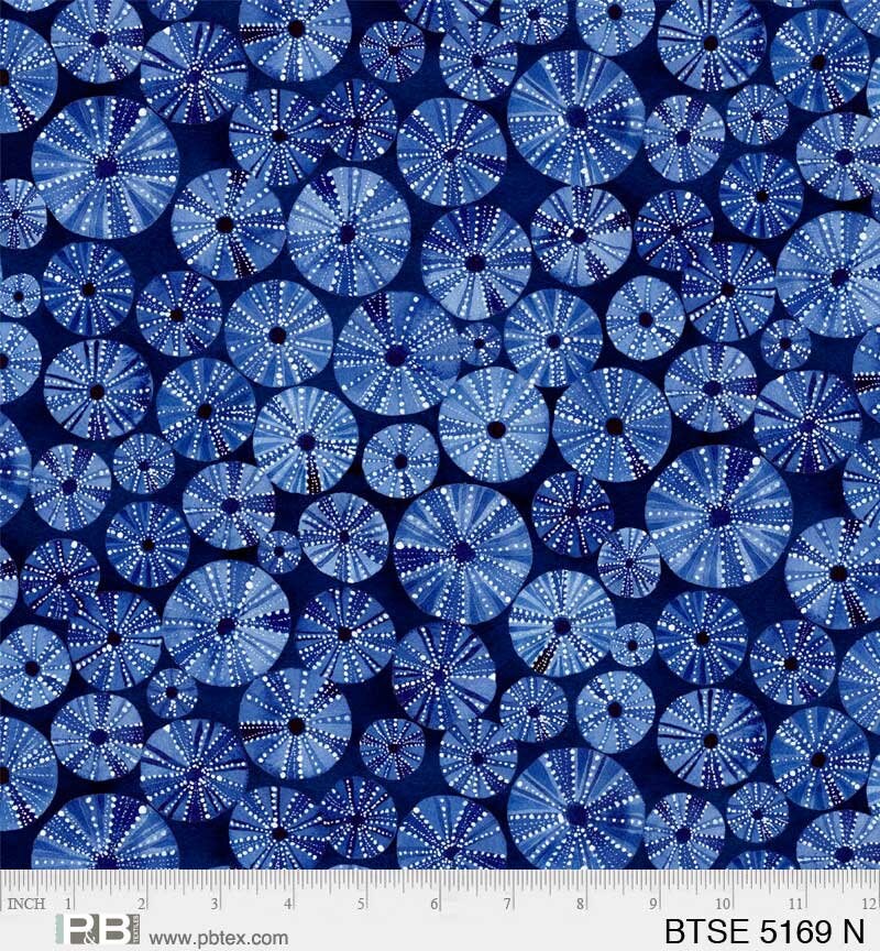 P&B Textiles By the Sea by Maria Over BTSE5169N Navy Urchins, Quilt Fabric, Cotton Fabric, Nautical Fabric, Beach Decor, Fabric By The Yard
