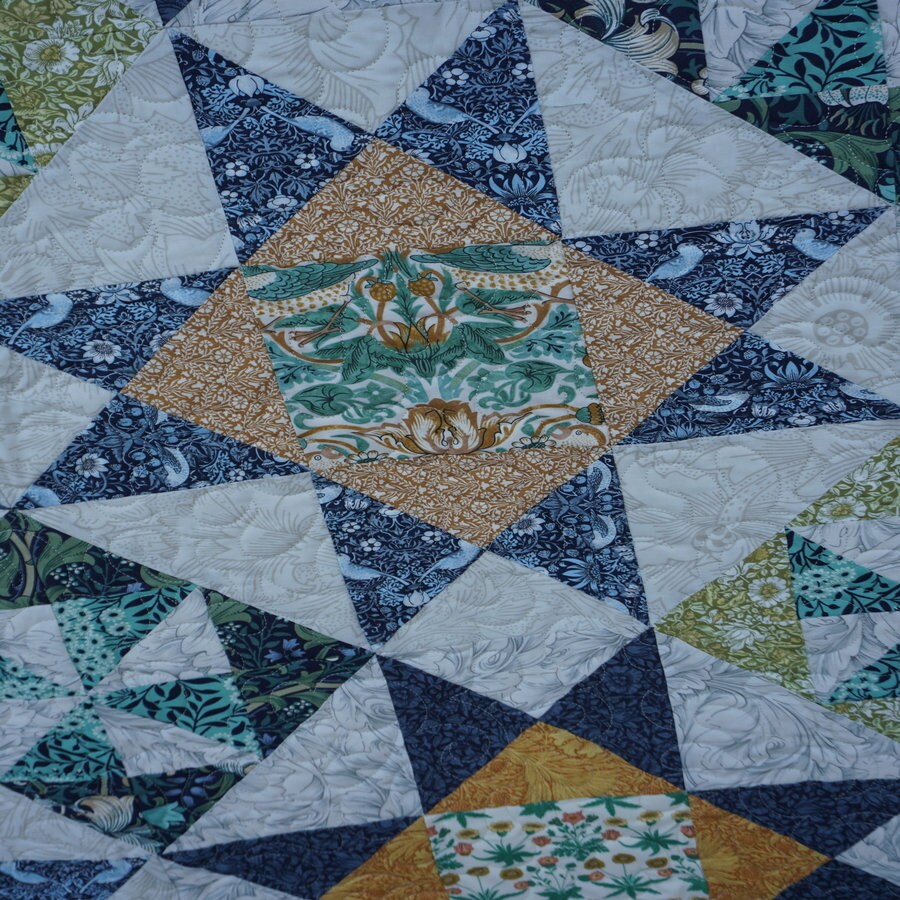 William Morris, BUTTERMERE, Golden Lily, PWWM028-Navy, Free Spirit Fabrics, Quilt Fabric, The Original Morris & Co, Fabric By The Yard