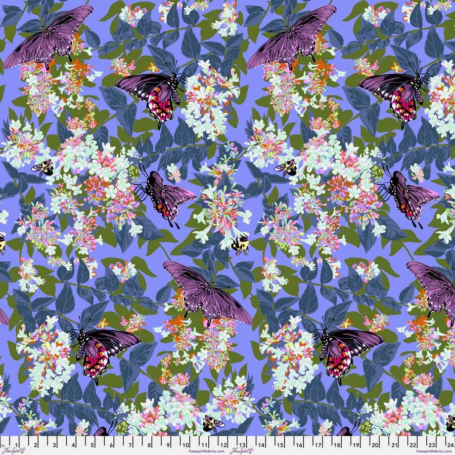 Our Fair Home, NEIGHBORLY, PWAH209, Periwinkle, Anna Maria, Free Spirit, Floral Fabric, Cotton Fabric, Quilt Fabric, Fabric By the Yard