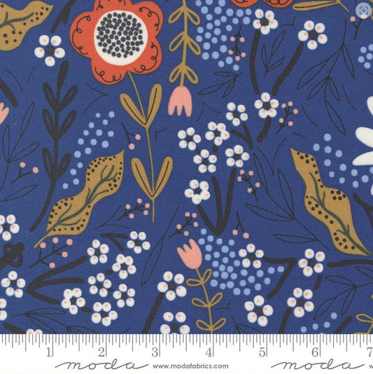 Birdsong, Bluebird by Gingiber, 48351 15-Multi, Moda Fabrics, Quilt Fabric, Quilting Cotton, Floral Fabric, Bird Fabric, Fabric By The Yard