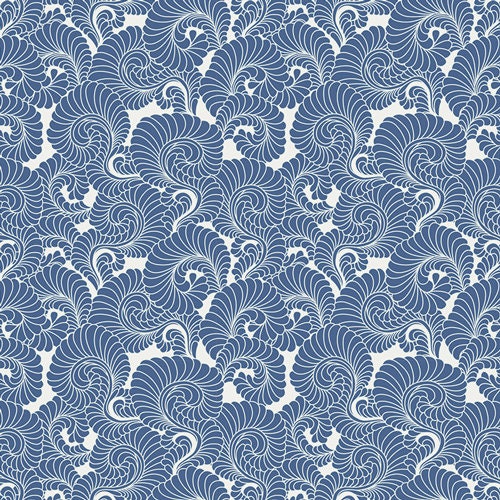 Art Gallery Fabric FEATHERED CORAL DFT-5302, Quilt Fabric, Nautical Fabric, Cotton Fabric, Blue Fabric, Quilting Fabric, Fabric By The Yard