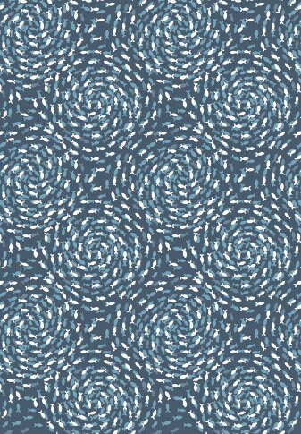 Fish Swirls - Deep Seas (Silver Metallic)