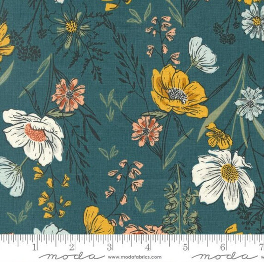 Woodland Flowers-Fancy That Design House, 45580 18-Dark Lake, Moda Fabrics, Quilt Fabric, Quilting Cotton, Floral Fabric, Fabric By The Yard