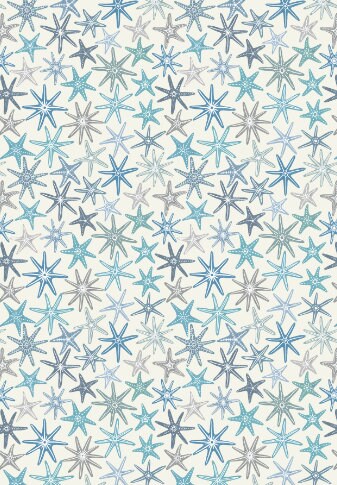 Blue Starfish-Cream, OCEAN PEARLS-A829.1, Lewis & Irene Fabric, Quilt Fabric, Cotton Fabric, Nautical, Beach Decor, Fabric By the Yard