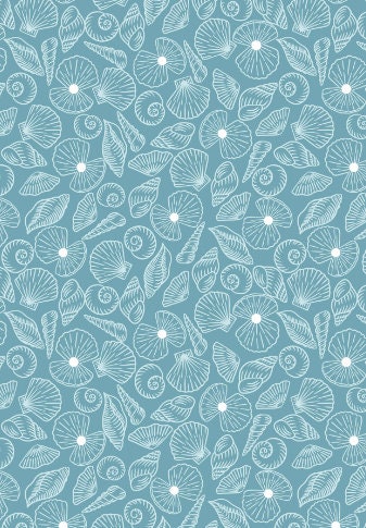 Pearl Shells-Island Blue, OCEAN PEARLS-A828.3, Lewis & Irene Fabric, Cotton Quilting Fabric, Nautical, Beach Decor, Fabric By the Yard