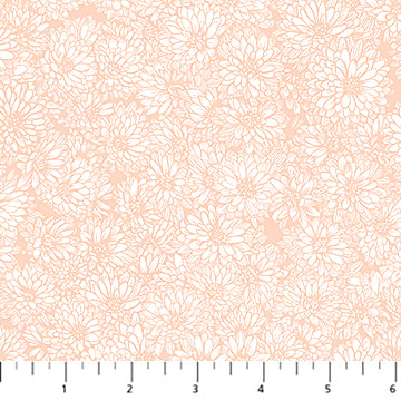 a repeating pattern of white flowers on a peach-colored background.