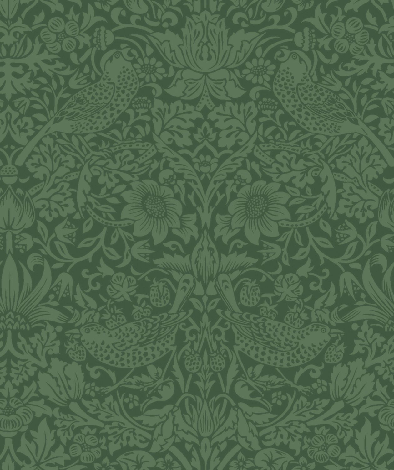 a repeating pattern of green floral and leaf designs, creating a visually cohesive and intricate design.
