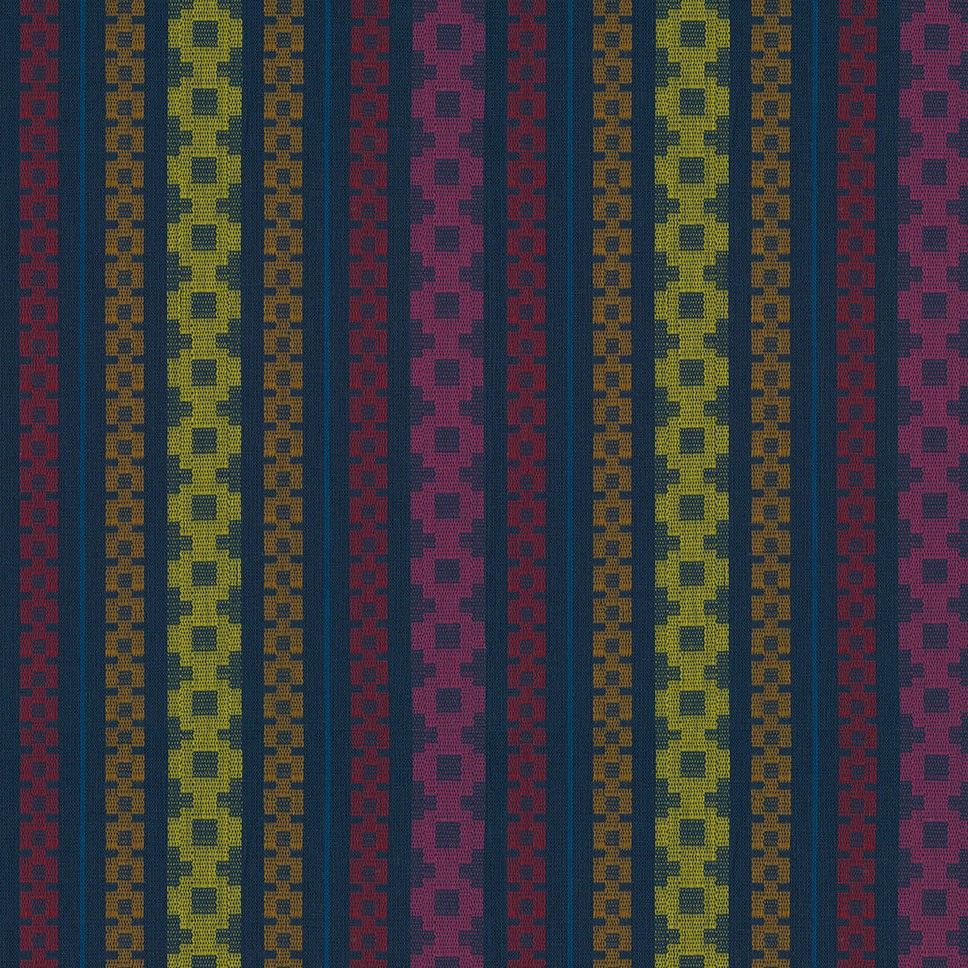 a repeating pattern of vertical stripes in various colors, including shades of blue, yellow, and pink. The pattern consists of multiple rows of stripes, creating a visually striking and vibrant design.