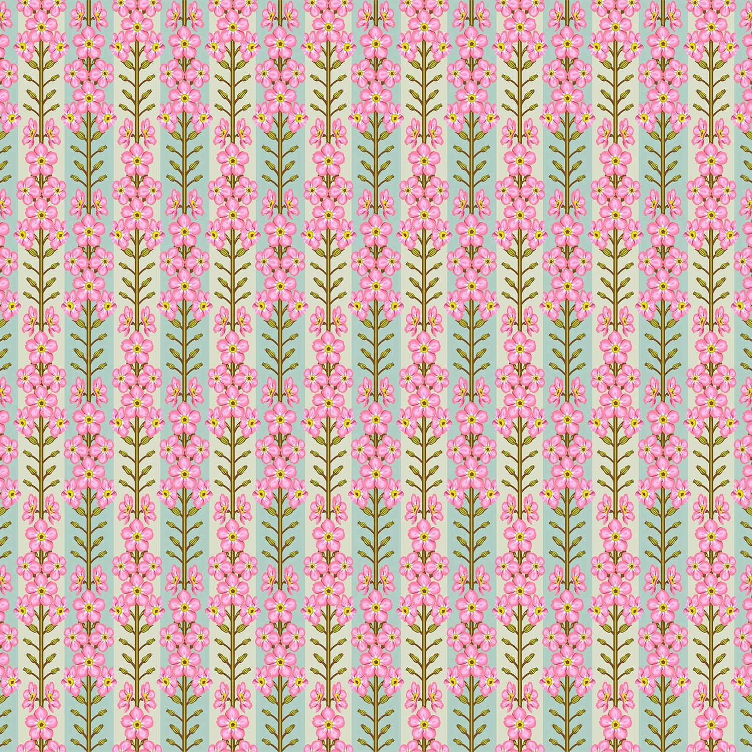 a pink and green floral pattern on a pink background