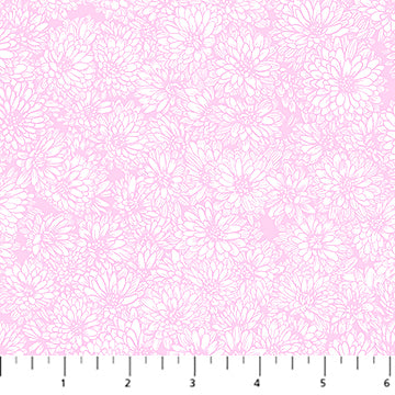 The image is a repeating pattern of white flowers against a pink background.