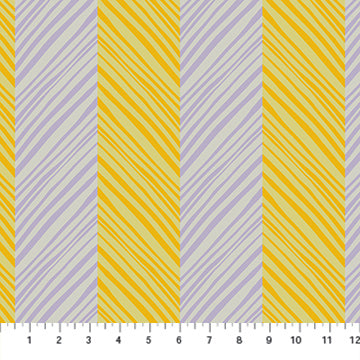 a repeating pattern of diagonal stripes in shades of yellow and purple.