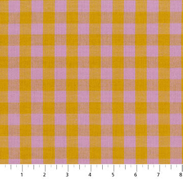 a repeating pattern of yellow and pink squares, creating a checkered or plaid design.
