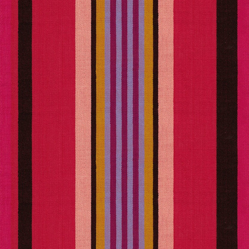 a vibrant and colorful striped pattern with vertical stripes in various shades of pink, purple, and yellow.