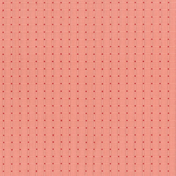 The image is a repeating pattern of small red dots arranged in a grid-like fashion, creating a visually striking and textured surface.