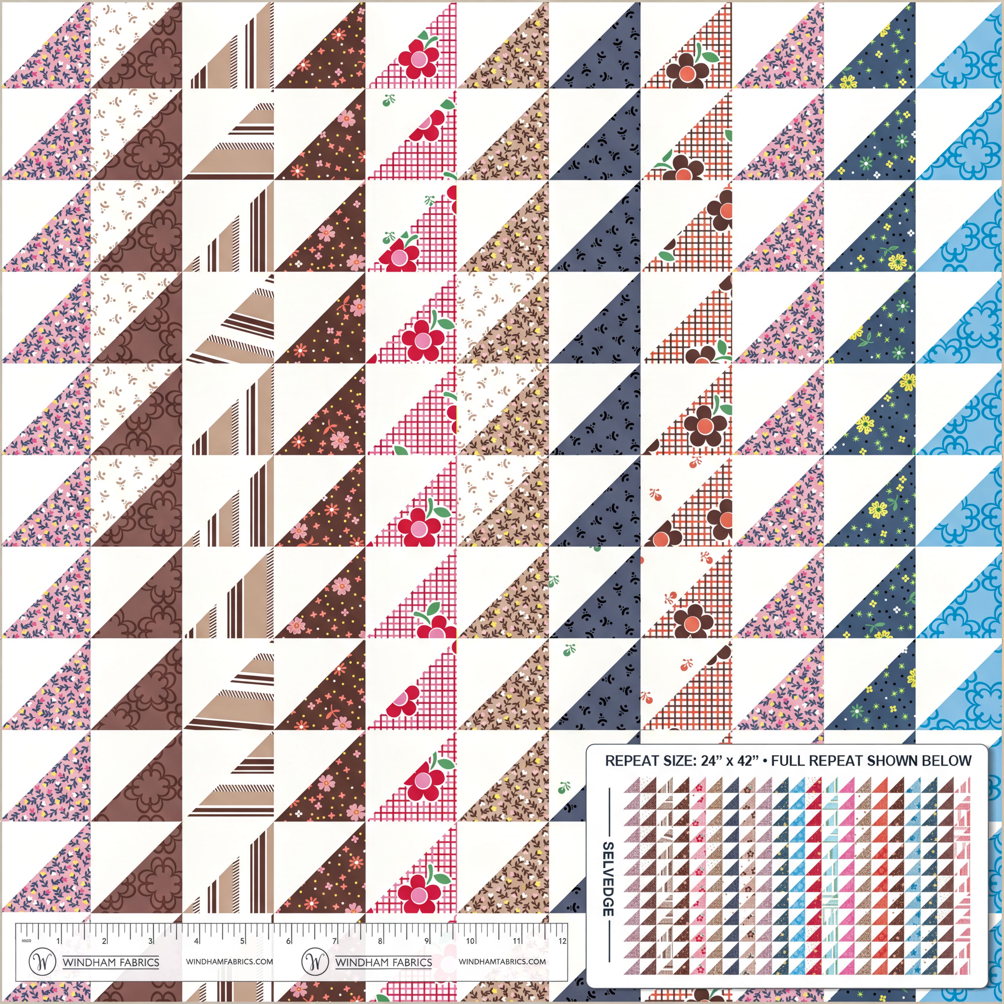 The image is a collage of various colorful and patterned triangles, arranged in a grid-like pattern. The triangles feature different designs and patterns, creating a visually appealing and diverse composition.