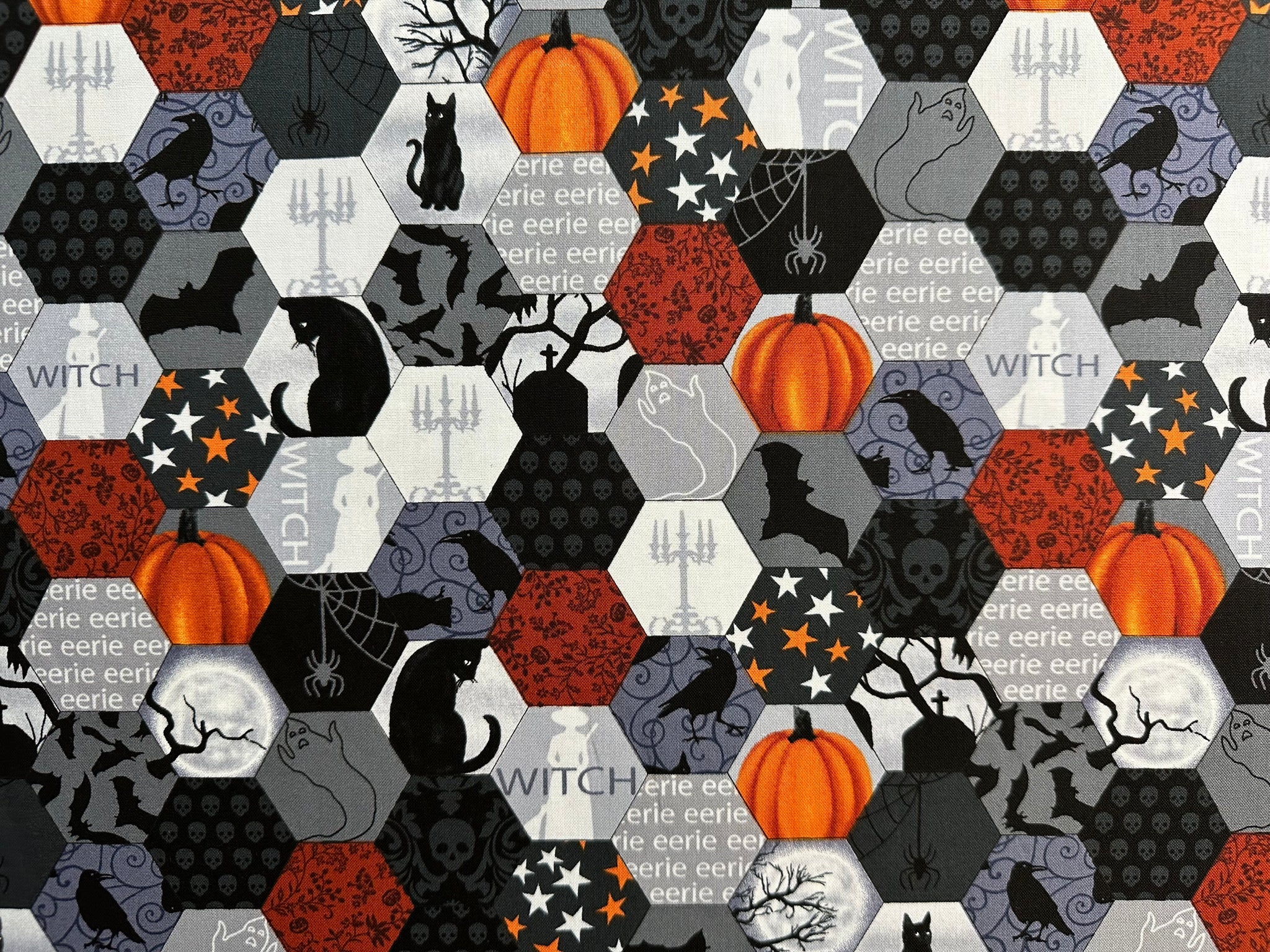Midnight Magic Fabric – 6401-93 Black/Multi Hexi by Grace Popp for Studio E