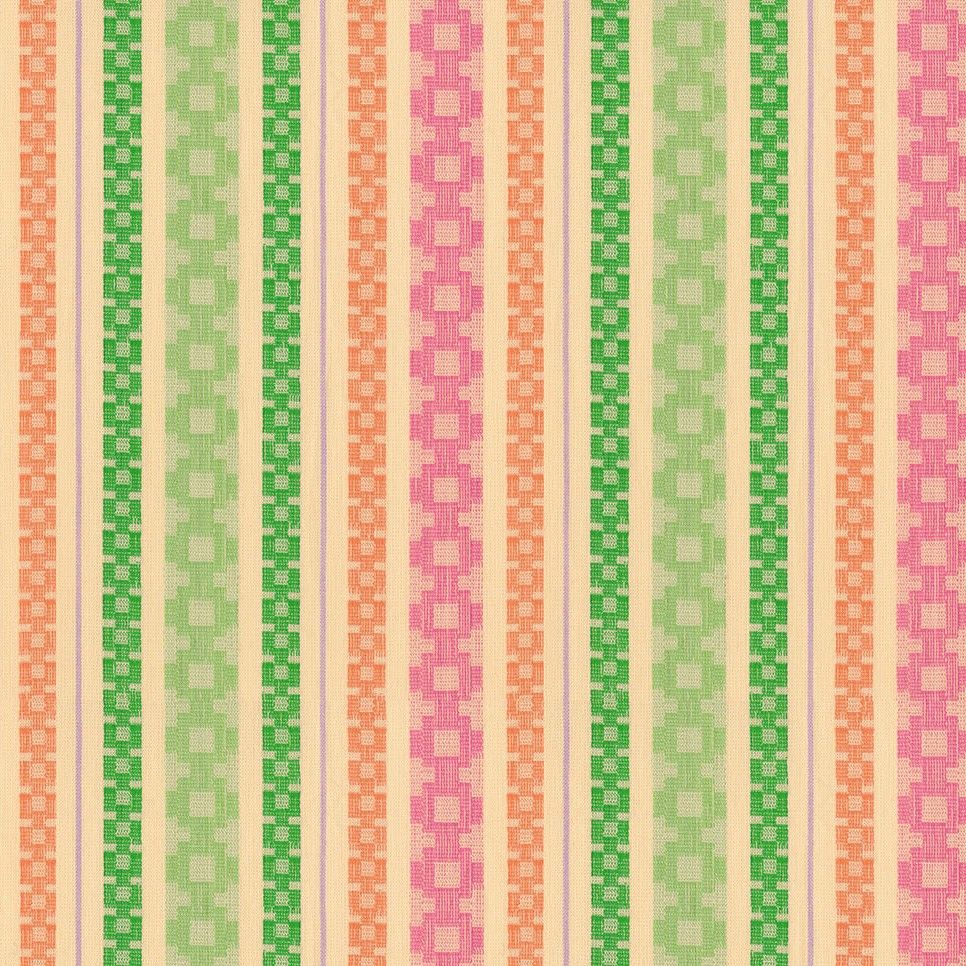 a repeating pattern of vertical stripes in various colors, including green, pink, orange, and yellow. The stripes are arranged in a diagonal pattern, creating a visually striking and vibrant design.